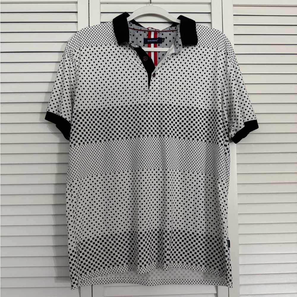 Barabas Polo Shirt with Black and White Pattern Design Sz XL